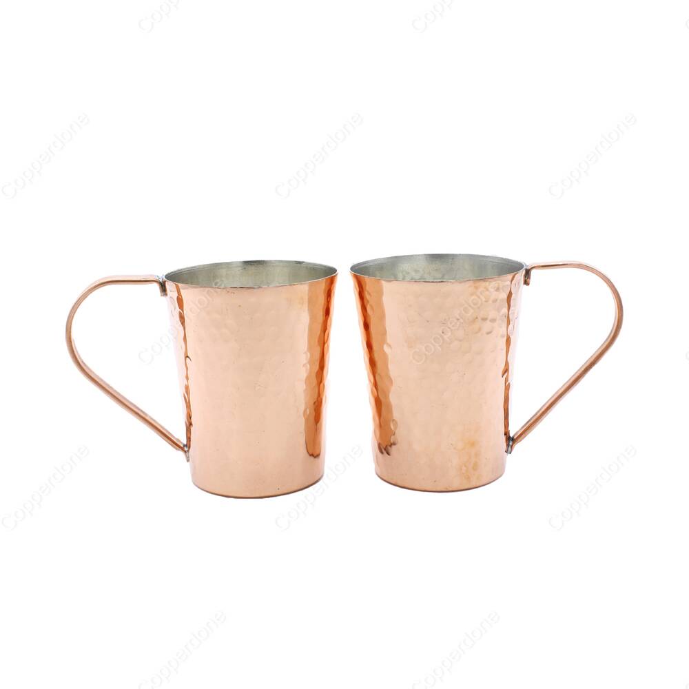 Copperdone Handhammered Copper Mug Masrapa Cup Shiny Copper Color With Copper Handle For Drinkware Serving - 1