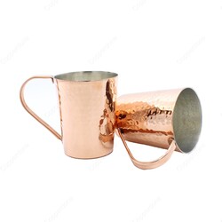 Copperdone Handhammered Copper Mug Masrapa Cup Shiny Copper Color With Copper Handle For Drinkware Serving - 2