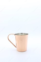 Copperdone Handhammered Copper Mug Masrapa Cup Shiny Copper Color With Copper Handle For Drinkware Serving - 3