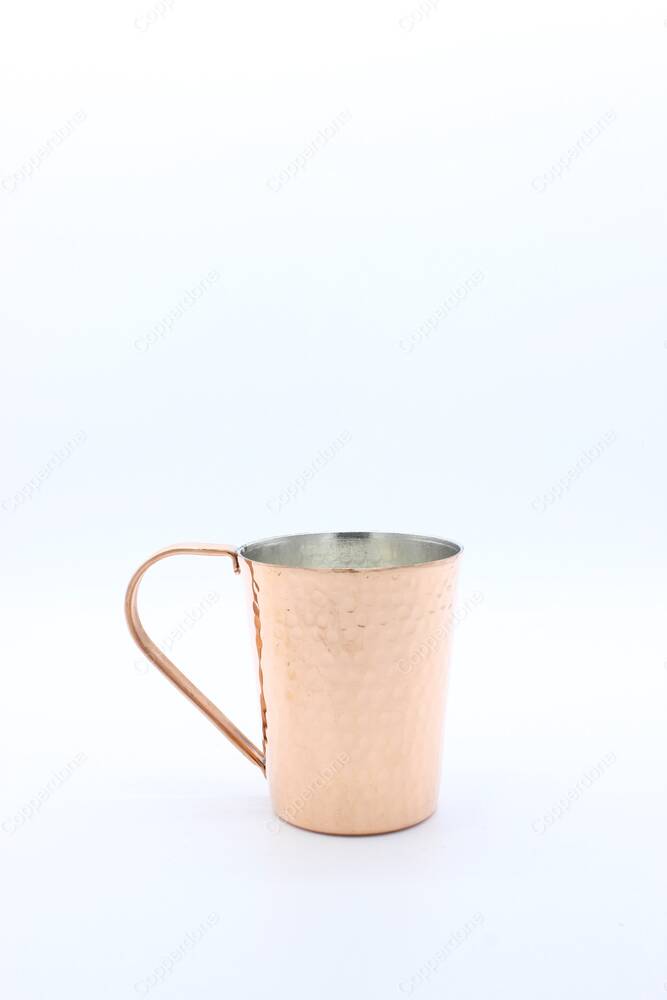 Copperdone Handhammered Copper Mug Masrapa Cup Shiny Copper Color With Copper Handle For Drinkware Serving - 3