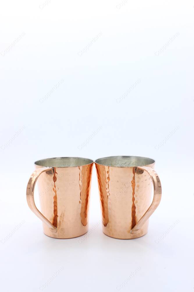 Copperdone Handhammered Copper Mug Masrapa Cup Shiny Copper Color With Copper Handle For Drinkware Serving - 4