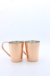 Copperdone Handhammered Copper Mug Masrapa Cup Shiny Copper Color With Copper Handle For Drinkware Serving - 5