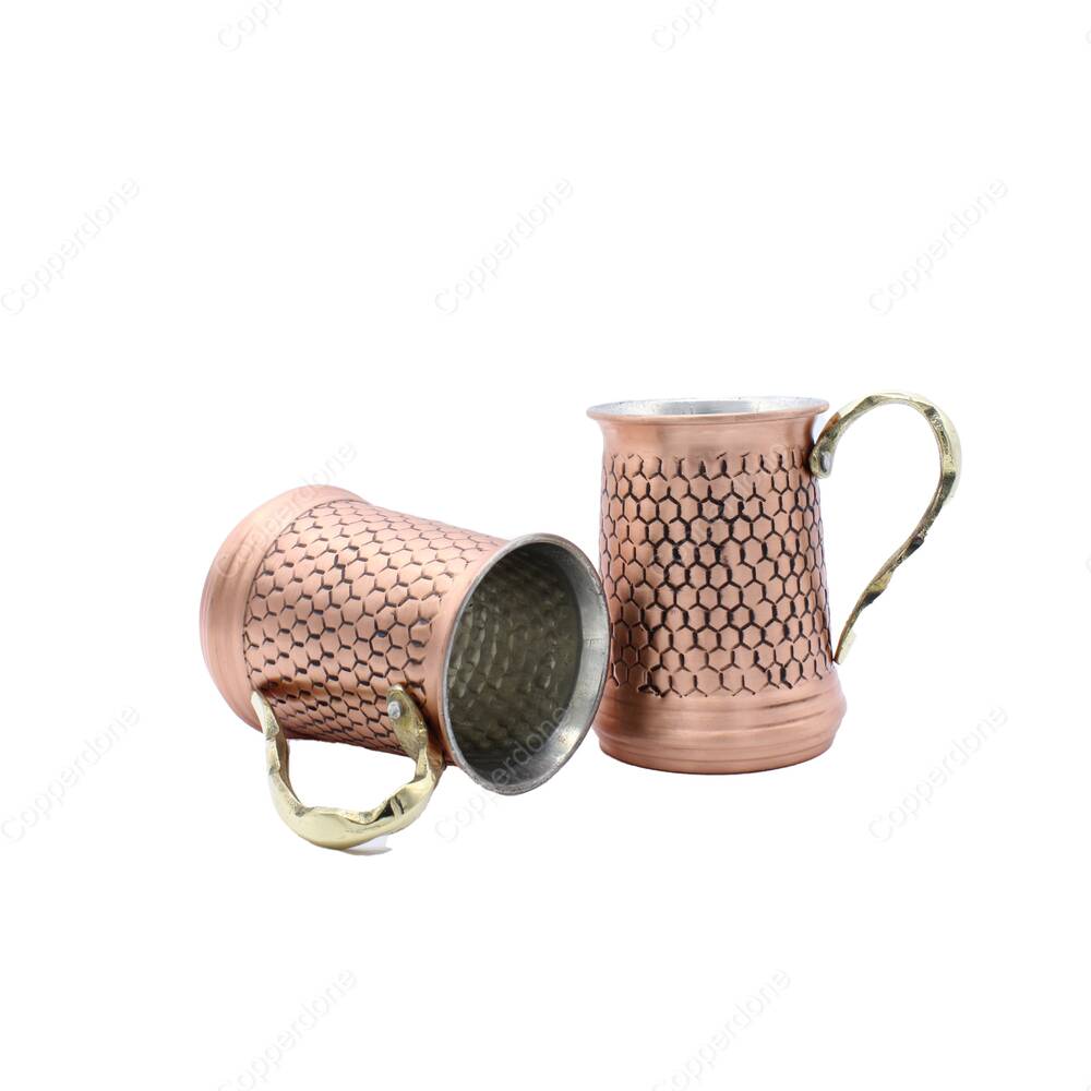 Copperdone Handhammered Turkish Copper Mug Masrapa Cup Antic Copper Color - 1