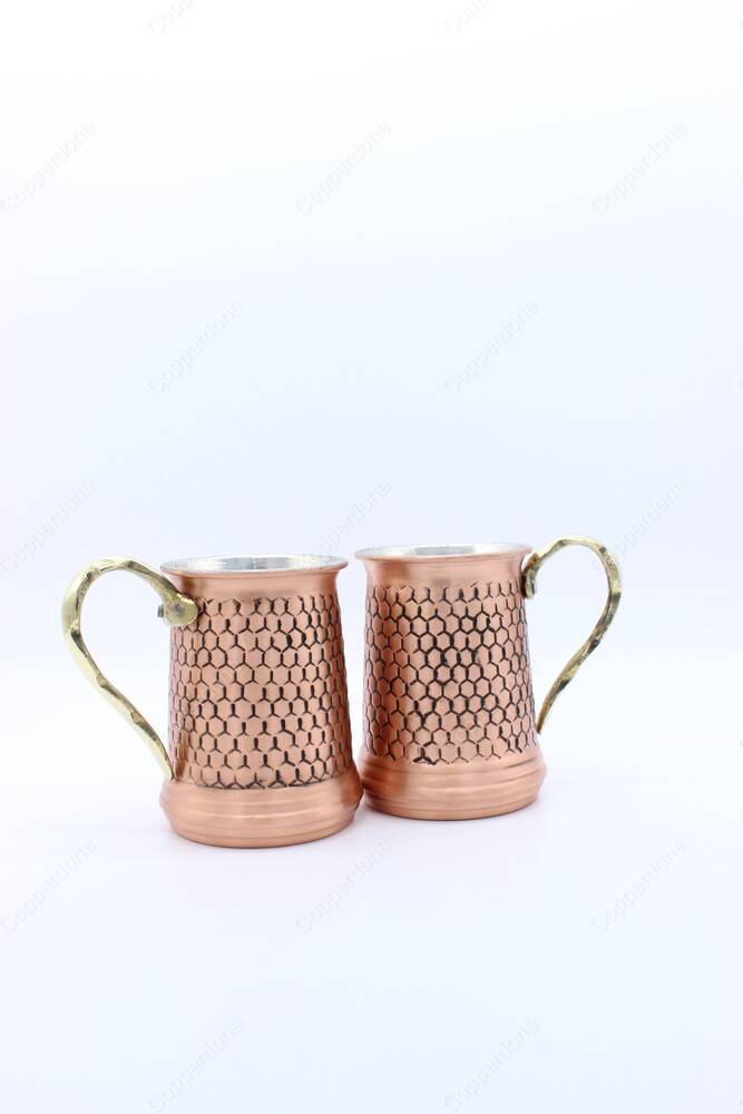 Copperdone Handhammered Turkish Copper Mug Masrapa Cup Antic Copper Color - 3