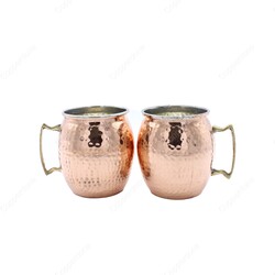 Copperdone Handhammered Turkish Copper Mug Masrapa Cup Moscow Mule With Brass Handle Model 1 - 1