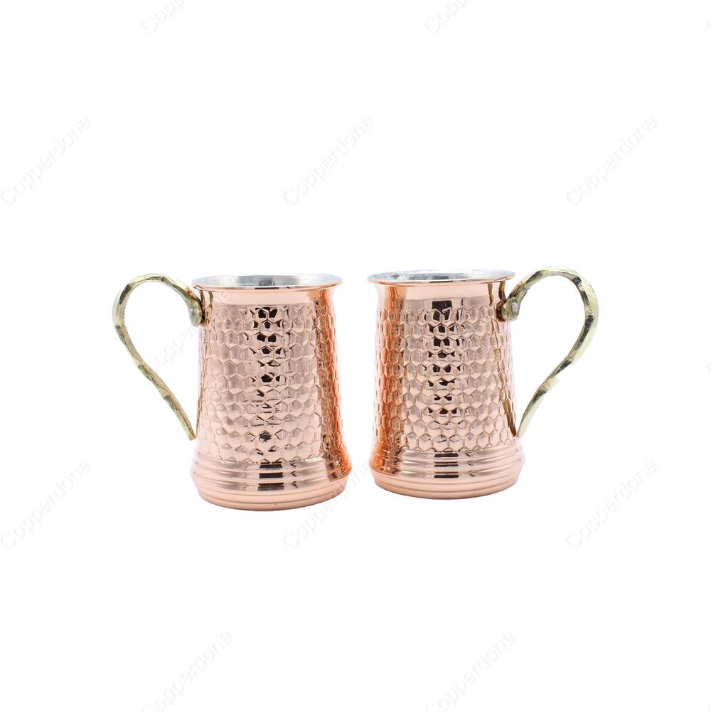 Copperdone Handhammered Turkish Copper Mug Masrapa Cup Shiny Copper Color - 1