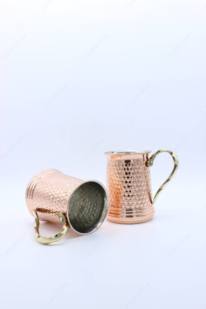 Copperdone Handhammered Turkish Copper Mug Masrapa Cup Shiny Copper Color - 3