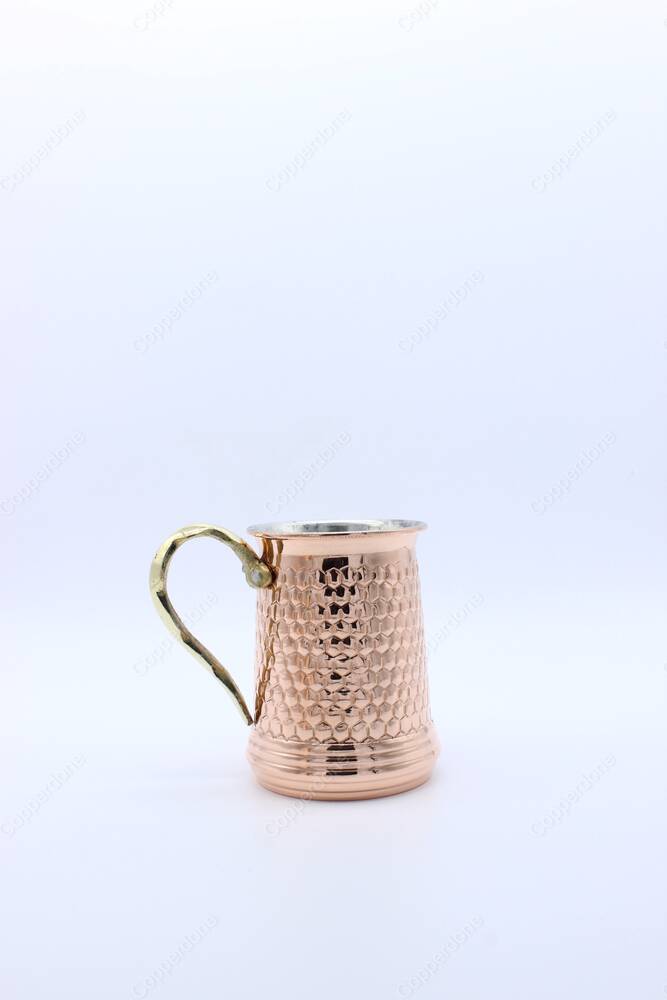 Copperdone Handhammered Turkish Copper Mug Masrapa Cup Shiny Copper Color - 4