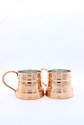 Copperdone Handmade Copper Mug Masrapa Cup Shiny Copper Color With Copper Handle For Beer and Drinkware Serving - 4