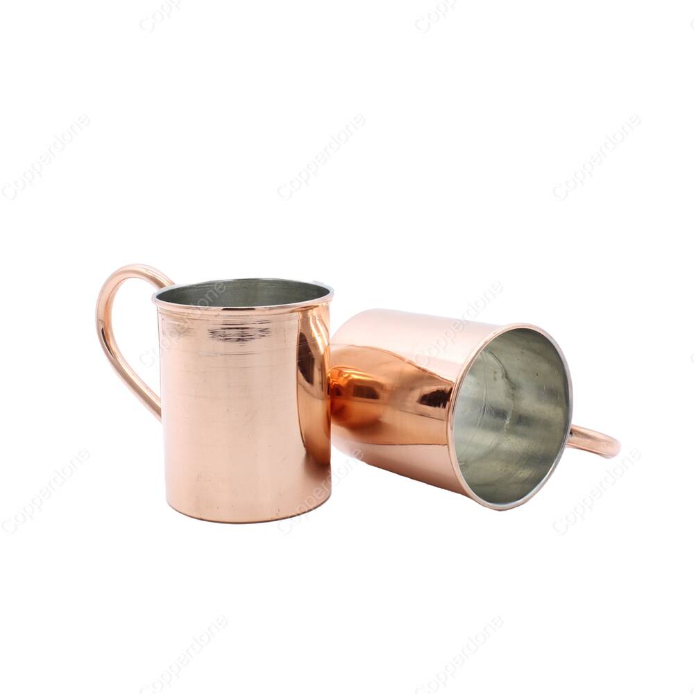 Copperdone Handmade Copper Mug Masrapa Cup Shiny Copper Color With Copper Handle Model 2 - 1