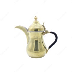 Copperdone Handmade Dallah Turkish Arabic Mırra Coffee Pot With Knitted Handle Gold Color - 1