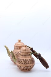 Copperdone Handmade Fine Hand Engraved Chisel Work Turkish Copper Teapot Tea Kettle Antique Copper Color - 3