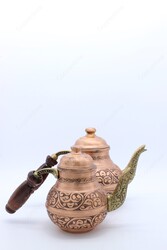 Copperdone Handmade Fine Hand Engraved Chisel Work Turkish Copper Teapot Tea Kettle Antique Copper Color - 4