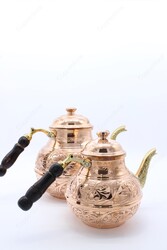 Copperdone Handmade Fine Hand Engraved Chisel Work Turkish Copper Teapot Tea Kettle Shiny Copper Color - 4