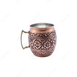 Copperdone Handmade Fine Hand Engraved Ottoman Pattern Chisel Work Turkish Copper Mug Masrapa Cup Moscow Mule Antique Copper Color - 1