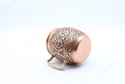 Copperdone Handmade Fine Hand Engraved Ottoman Pattern Chisel Work Turkish Copper Mug Masrapa Cup Moscow Mule Antique Copper Color - 3