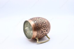 Copperdone Handmade Fine Hand Engraved Ottoman Pattern Chisel Work Turkish Copper Mug Masrapa Cup Moscow Mule Antique Copper Color - 4