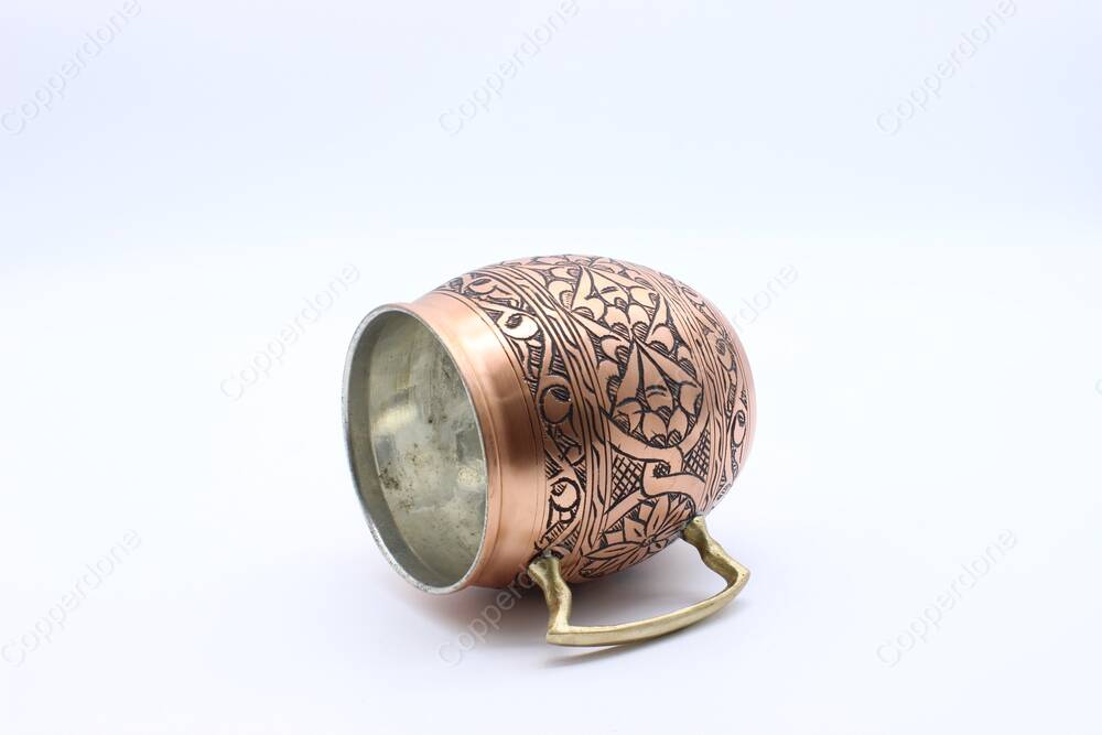 Copperdone Handmade Fine Hand Engraved Ottoman Pattern Chisel Work Turkish Copper Mug Masrapa Cup Moscow Mule Antique Copper Color - 4