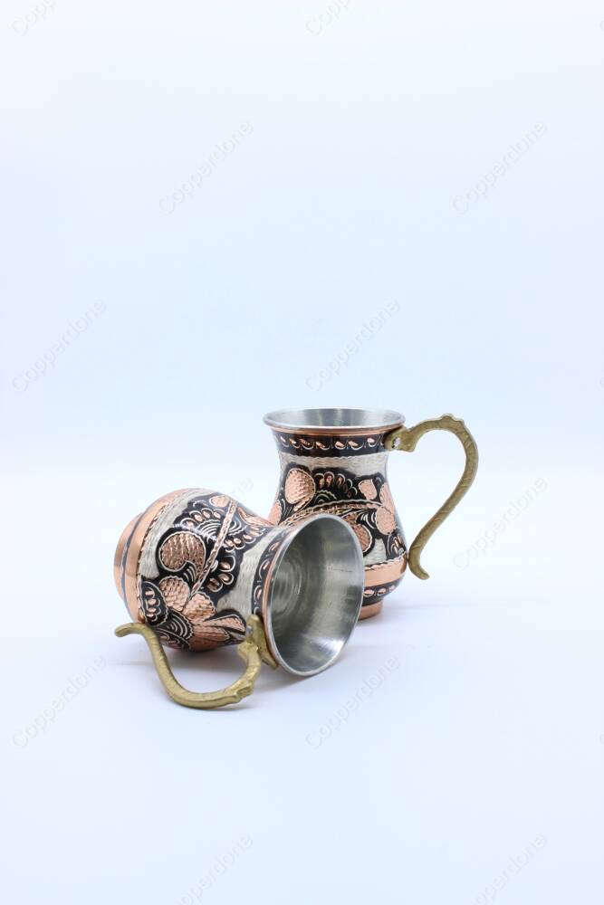 Copperdone Handmade Hand Crafted Copper Ayran Water Drinkware Masrapa Mug Cup Black - 3