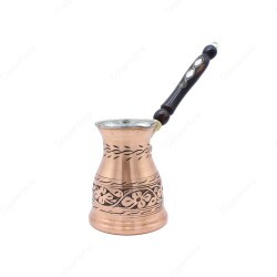 Copperdone Handmade Hand Engraved Authentic Copper Coffee Pot Cezve Ibrik Briki Turkish Greek Arabic Coffee Maker Antique Copper Color Large - 1