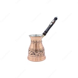 Copperdone Handmade Hand Engraved Authentic Copper Coffee Pot Cezve Ibrik Briki Turkish Greek Arabic Coffee Maker Antique Copper Color Small - 1