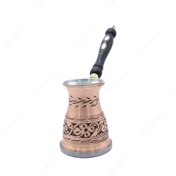 Copperdone Handmade Hand Engraved Authentic Copper Coffee Pot Cezve Ibrik Briki Turkish Greek Arabic Coffee Maker For Induction Stove Antique Copper Color Large - 1