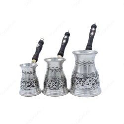 Copperdone Handmade Hand Engraved Authentic Copper Coffee Pot Cezve Ibrik Briki Turkish Greek Arabic Coffee Maker Set - 2