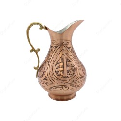 Copperdone Handmade Hand Engraved Chisel Work Copper Jug Decanter Antique Copper Color - 2