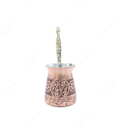 Copperdone Handmade Hand Engraved Coffee Maker Pot With Brass Handle Cezve Ibrik Briki Turkish Greek Arabic Coffee Maker Antique Copper Color Medium - 2