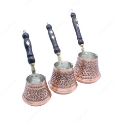 Copperdone Handmade Hand Engraved Copper Coffee Pot Cezve Ibrik Briki Turkish Greek Arabic Coffee Maker Set - 2