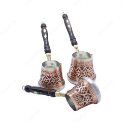 Copperdone Handmade Hand Engraved Copper Coffee Pot Cezve Ibrik Briki Turkish Greek Arabic Coffee Maker Set For Induction Stove - 2