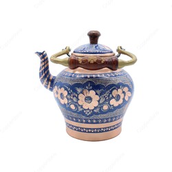 Copperdone Handmade Hand Engraved Copper Stovetop Teapot Tea Kettle Blue - 2