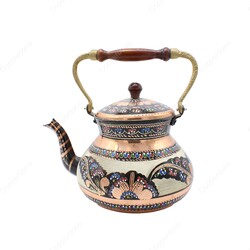 Copperdone Handmade Hand Engraved Large Size Turkish Copper Stovetop Teapot Tea Kettle Black - 1