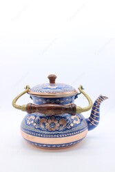 Copperdone Handmade Hand Engraved Large Size Turkish Copper Stovetop Teapot Tea Kettle Blue - 4