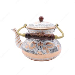 Copperdone Handmade Hand Engraved Large Size Turkish Copper Stovetop Teapot Tea Kettle White - 2