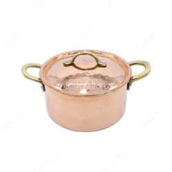 Copperdone Handmade Hand Hammered 1.2mm 0.50in Thickness Round Shape Copper Cooking Pot Cookware With Brass Handle - 2