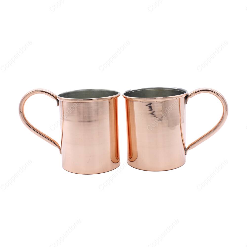 Copperdone Handmade Copper Mug Masrapa Cup Shiny Copper Color With Copper Handle Model 1 - 1