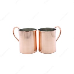 Copperdone Handmade Copper Mug Masrapa Cup Shiny Copper Color With Copper Handle Model 1 - 2