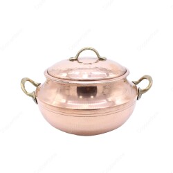 Copperdone Handmade Hand Hammered Round Shape Vintage Copper Cooking Pot Cookware With Brass Handle - 1