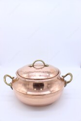 Copperdone Handmade Hand Hammered Round Shape Vintage Copper Cooking Pot Cookware With Brass Handle - 3