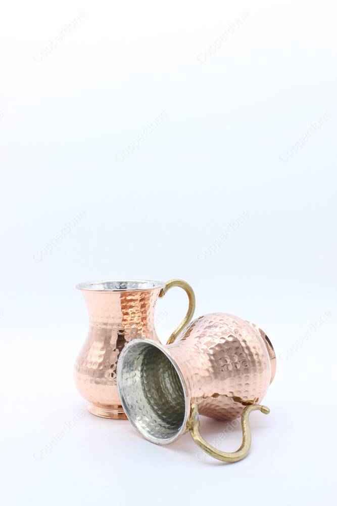 Copperdone Handmade Hand Hammered Turkish Copper Mug Masrapa Shiny Copper Color - 3