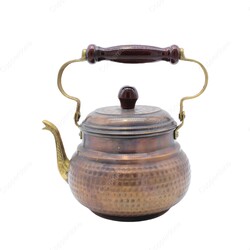 Copperdone Handmade Hand Hammered Vintage Style Copper Teapot Tea Kettle With Wooden Handle Shiny Antique Copper Color - 1