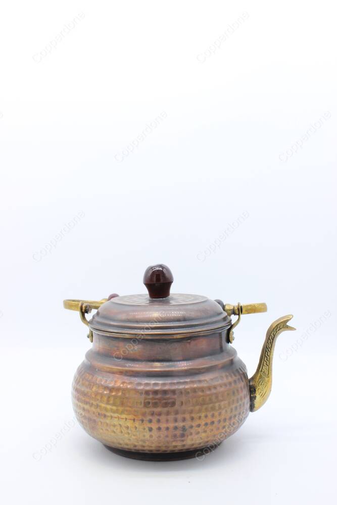 Copperdone Handmade Hand Hammered Vintage Style Copper Teapot Tea Kettle With Wooden Handle Shiny Antique Copper Color - 3