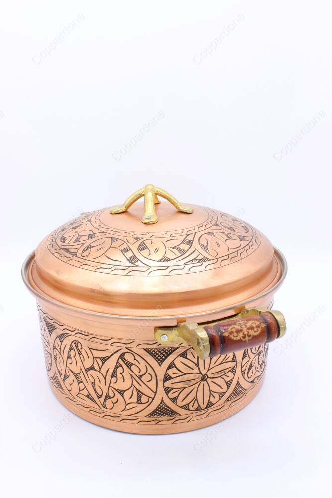 Copperdone Handmade Handcrafted 1.2mm 0.50in Thichkness Round Shape Copper Cooking Pot Cookware With Wooden Handle Antic Copper Color - 2