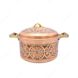 Copperdone Handmade Handcrafted 1.2mm 0.50in Thichkness Round Shape Copper Cooking Pot Cookware With Wooden Handle Antic Copper Color - 1