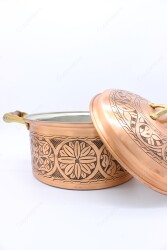 Copperdone Handmade Handcrafted 1.2mm 0.50in Thichkness Round Shape Copper Cooking Pot Cookware With Wooden Handle Antic Copper Color - 4