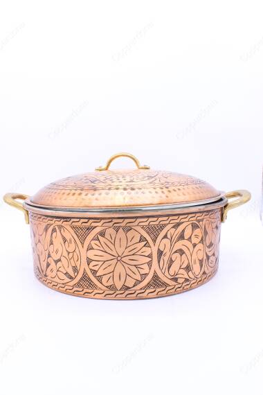 Copperdone Handmade Handcrafted 1.2mm 0.50in Thichkness Round Shape Copper Cooking Pot Cookware With Brass Handle Antic Copper Color - 3