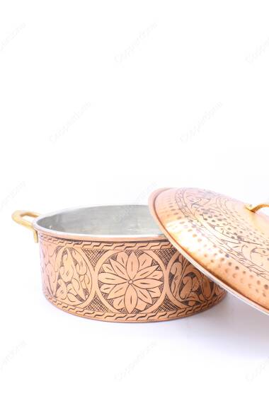 Copperdone Handmade Handcrafted 1.2mm 0.50in Thichkness Round Shape Copper Cooking Pot Cookware With Brass Handle Antic Copper Color - 4