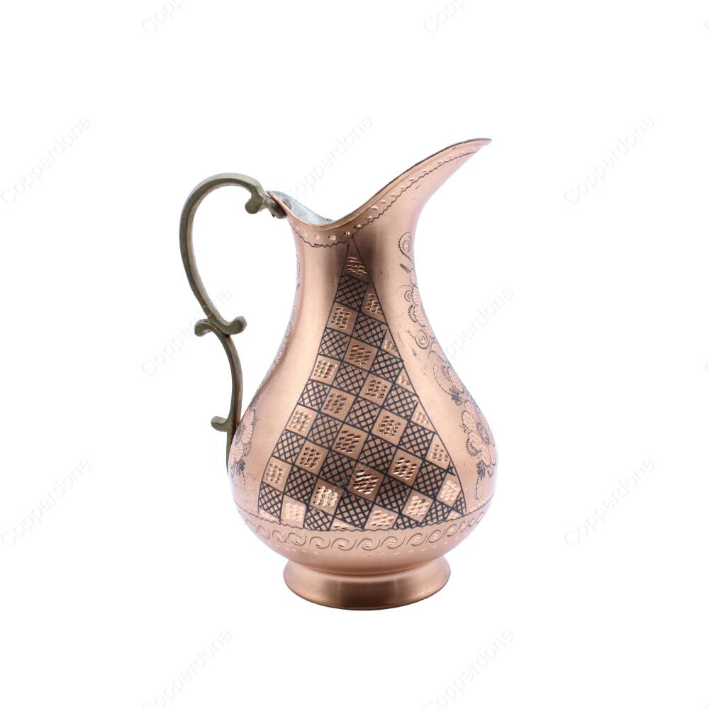 Copperdone Handmade Handcrafted Authentic Pattern Copper Jug Decanter Antique Copper Color - 1