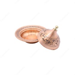 Copperdone Handmade Handcrafted Chisel Work Copper Candy Sugar Delight Serving Bowl Antic Copper Color - 2